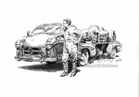 Odtah "Blue Wonder" a Mercedes W196, 1955, perokresba A4