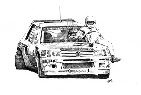 Vyvažování Peugeotu 205 T16, perokresba A4