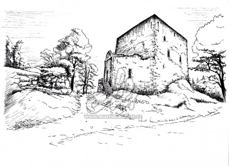 Vítkův hrádek, perokresba A4