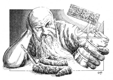 Libor Vojkůvka na lovu koprofágního hmyzu, perokresba A4