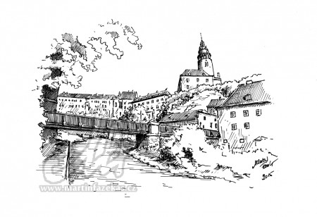 Český Krumlov, perokresba A4