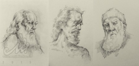 Skicy podle portrétů Roberta Liberace